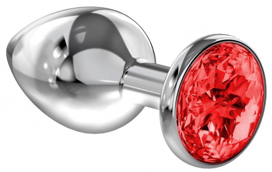 Большая серебристая анальная пробка Diamond Red Sparkle Large с красным кристаллом - 8 см. - Lola Games - купить с доставкой в Пушкино