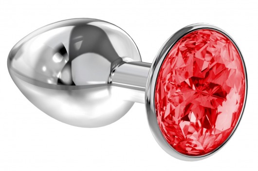 Малая серебристая анальная пробка Diamond Red Sparkle Small с красным кристаллом - 7 см. - Lola Games - купить с доставкой в Пушкино