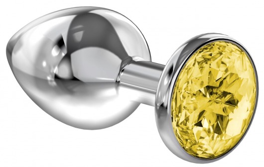Большая серебристая анальная пробка Diamond Yellow Sparkle Large с жёлтым кристаллом - 8 см. - Lola Games - купить с доставкой в Пушкино