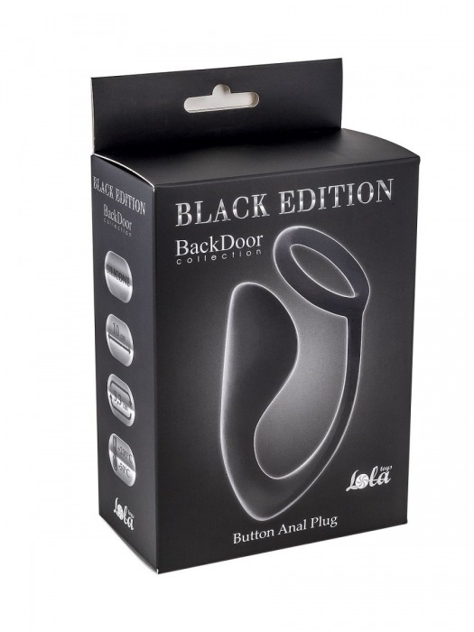 Чёрное эрекционное кольцо с анальной пробкой Button Anal Plug - Lola Games - в Пушкино купить с доставкой