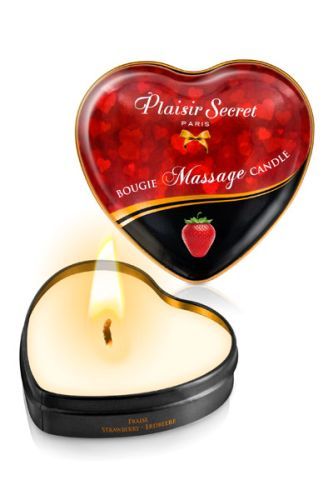 Массажная свеча с ароматом клубники Bougie Massage Candle - 35 мл. - Plaisir Secret - купить с доставкой в Пушкино