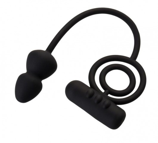 Чёрное эрекционное кольцо с вибропулькой и анальным хвостом - Erotist Adult Toys - в Пушкино купить с доставкой