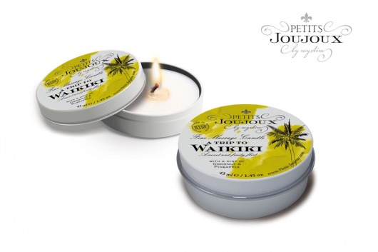 Массажная свеча Petits Joujoux Waikiki Beach с ароматом кокоса и ананаса - 33 гр. - MyStim - купить с доставкой в Пушкино