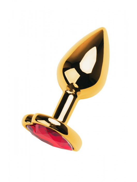 Золотистая анальная пробка с кристаллом-сердцем - 7,5 см. - ToyFa - купить с доставкой в Пушкино