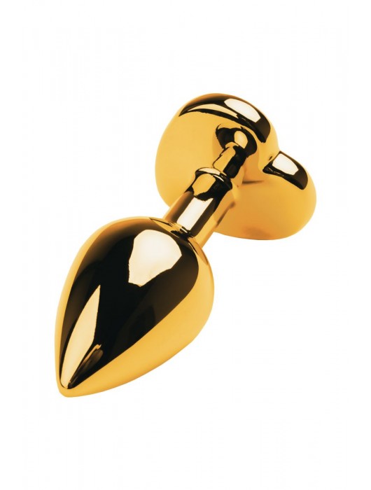 Золотистая анальная пробка с кристаллом-сердцем - 7,5 см. - ToyFa - купить с доставкой в Пушкино