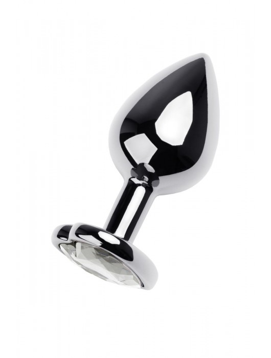 Серебристая анальная пробка с прозрачным кристаллом-сердцем - 8 см. - ToyFa - купить с доставкой в Пушкино