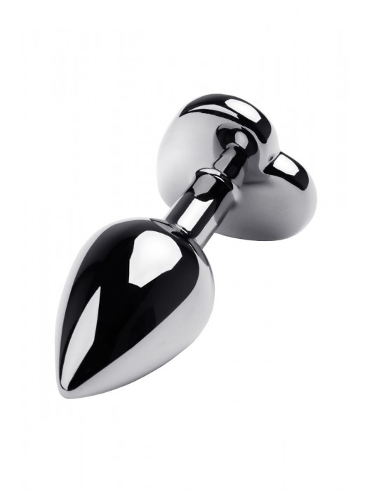 Серебристая анальная пробка с прозрачным кристаллом-сердцем - 8 см. - ToyFa - купить с доставкой в Пушкино