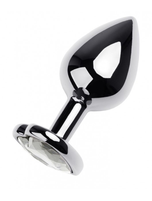 Серебристая анальная пробка с прозрачным кристаллом-сердцем - 8 см. - ToyFa - купить с доставкой в Пушкино