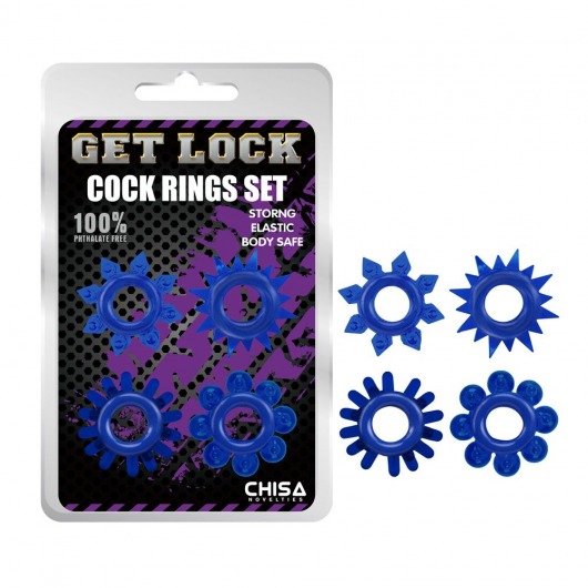 Набор из 4 синих колец Get Lock - Chisa - в Пушкино купить с доставкой