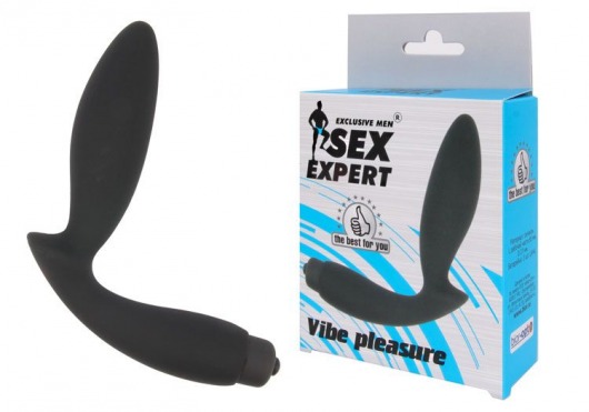 Чёрный вибростимулятор простаты Sex Expert Vibe Pleasure - Sex Expert - в Пушкино купить с доставкой