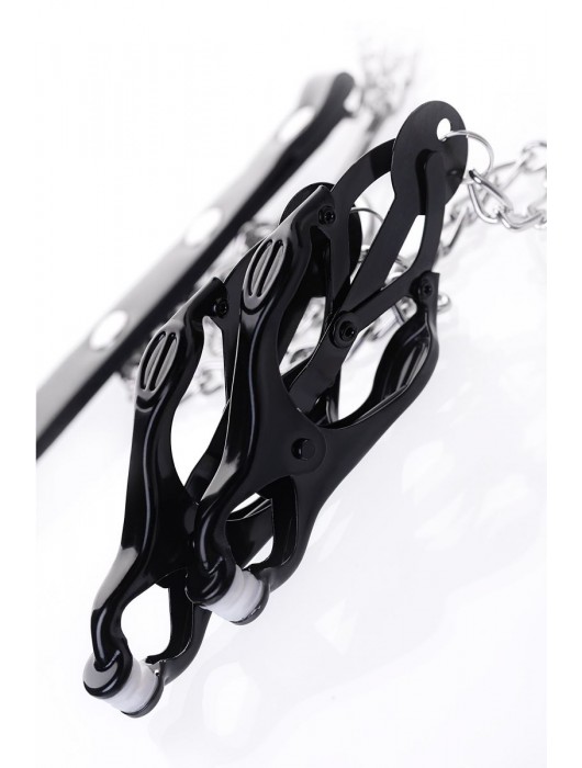 Черно-серебристые зажимы для сосков с кольцом для пениса TOYFA Metal - ToyFa - купить с доставкой в Пушкино